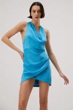 Misha Calypso Satin Mini Dress Blue Size 8 for rent on The Volte - image 2