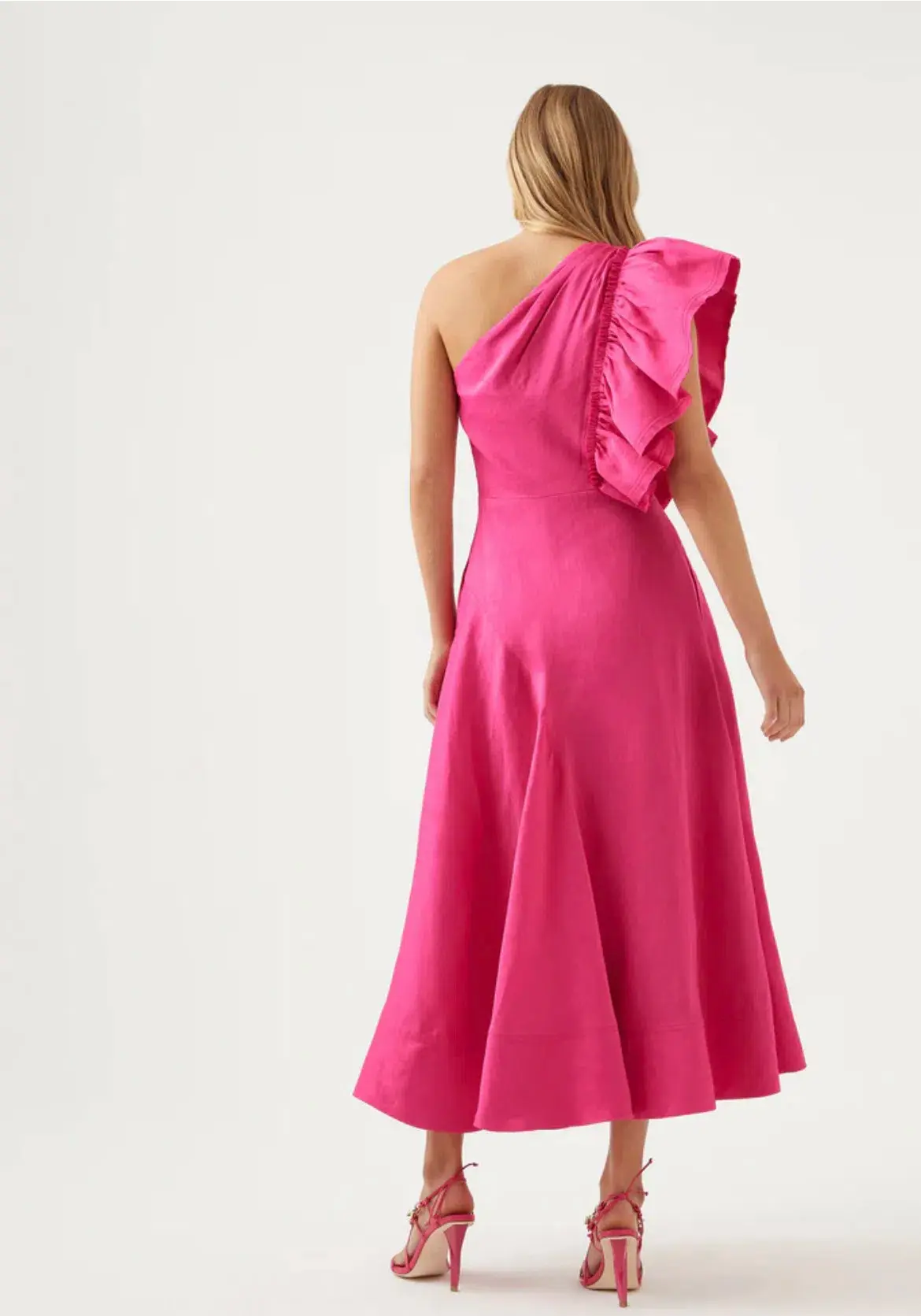Aje Bonjour Asymmetric Midi Dress Pink Size AU 8 - Image 3