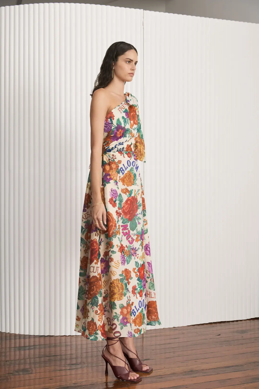 Kate Ford Palermo Tie Cut Midi Dress Floral Size 10 for rent on The Volte - main image