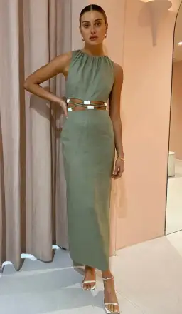 Sir The Label Mayra Deconstructed Maxi Dress Green Size 8 for rent on The Volte - image 2
