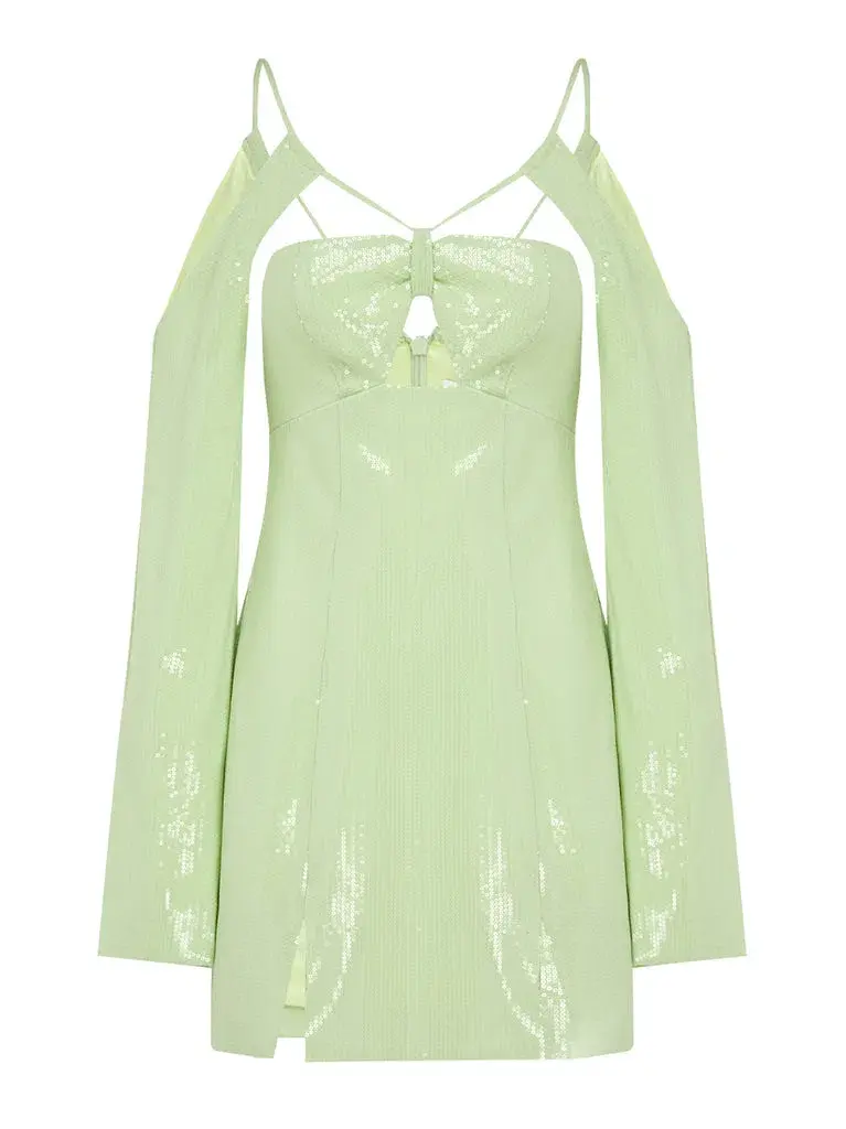 Alice McCall Night Sky Mini Dress Lime Cream Size 12 AU for rent on The Volte - main image
