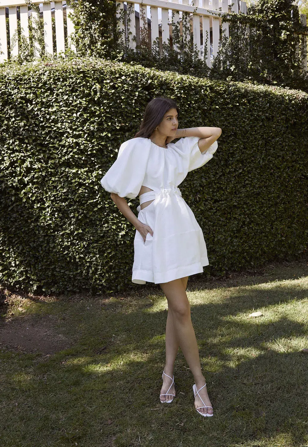 Aje Mimosa Cut Out Mini Dress White Size 8 for rent on The Volte - main image