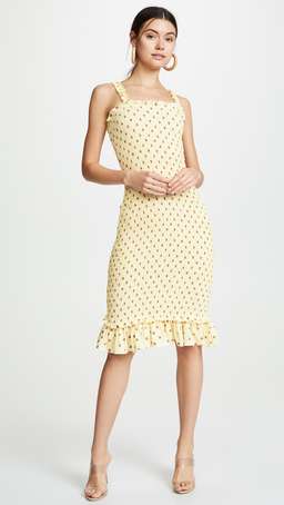 Faithfull The Brand Nadine Midi Yellow Dress Size 6