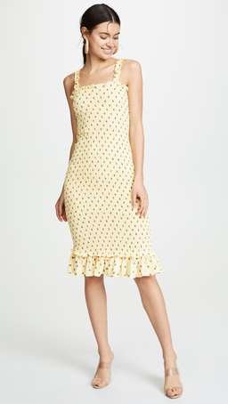 Faithfull The Brand Nadine Midi Yellow Dress Size 6