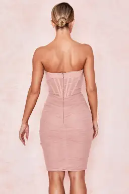 House of CB Leila Strapless Mesh Corset Dress Blush Size 8 for rent on The Volte - image 3