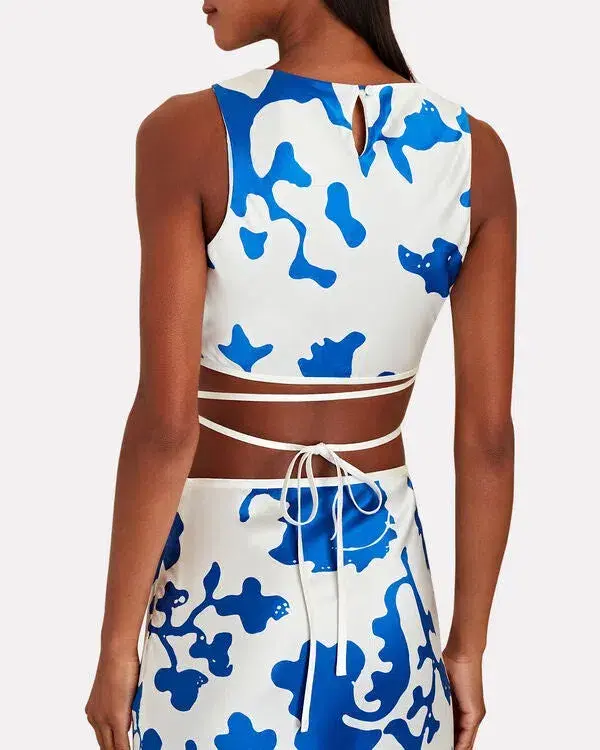 Sir the Label Esme Deconstructed Top in Blue/White Print Size 1 /Au 8 for rent on The Volte - main image
