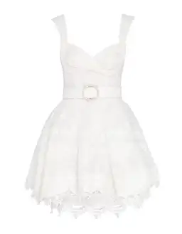 Zimmermann High Tide Embroidered Mesh Mini Dress in Ivory Size 0 / Au 8 for rent on The Volte - image 4