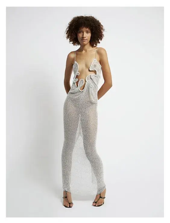 Christopher Esber Limited Edition Crystal Venus Dress Silver Size 6 for rent on The Volte - main image