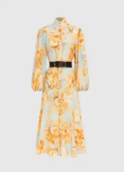 Leo Lin Nellie Midi Dress Camellia Print In Apricot Size 16 for rent on The Volte - image 4