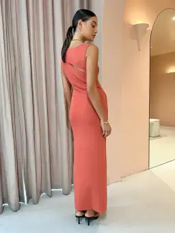 Sir Nadja Cut Out Midi Dress Coral Size 8