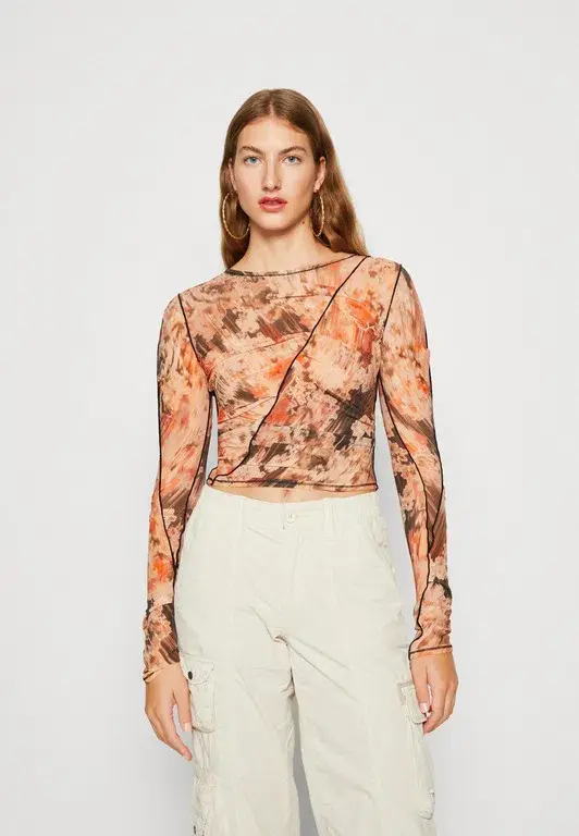 Bec & Bridge Averil Gathered Long Sleeve Top Glitch Floral Size 10 for rent on The Volte - main image