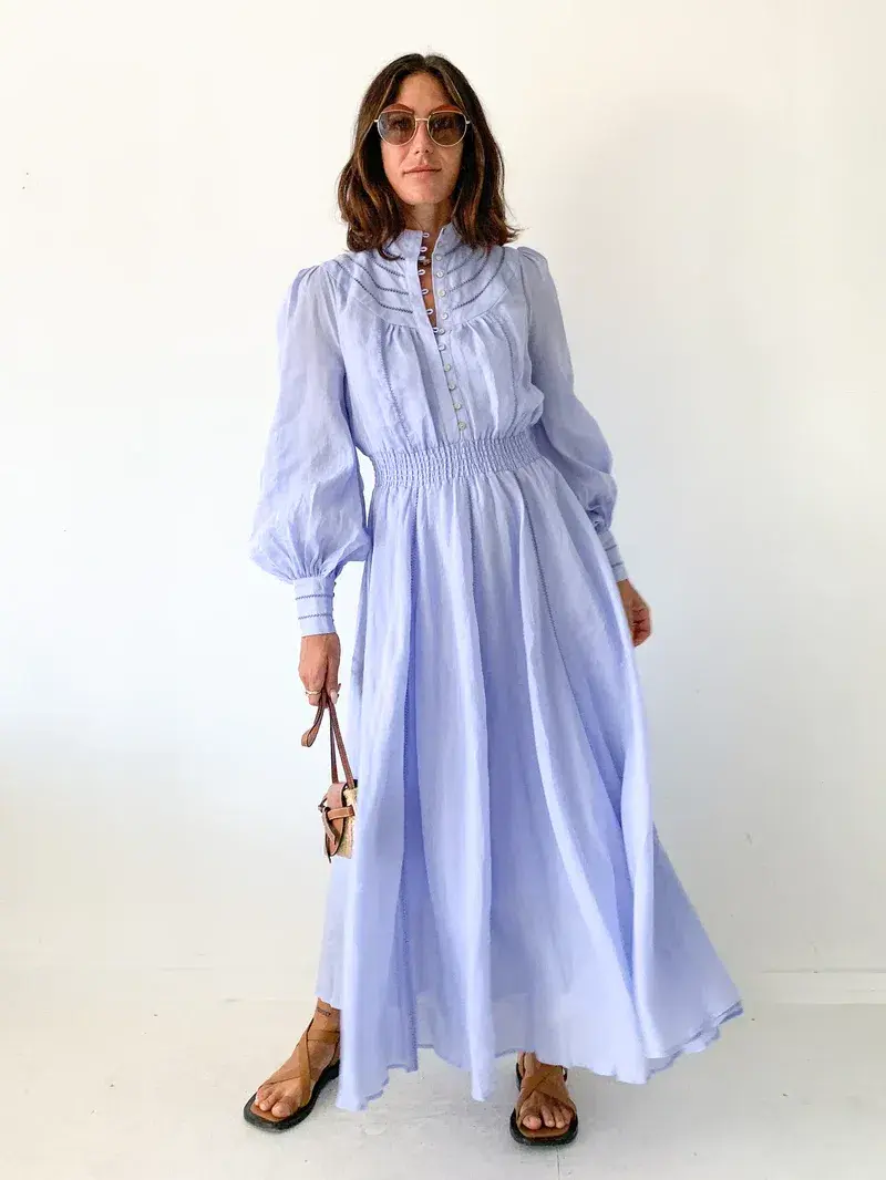 Alemais Felicia Midi Dress Blue Size 10 for rent on The Volte - main image