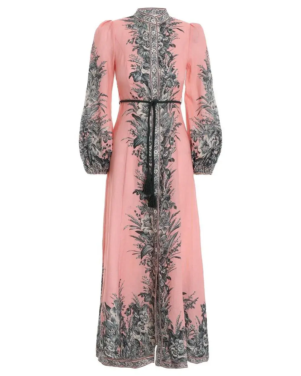 Zimmermann The Moonshine Billow Long Dress in Pink Lily Size 2 / AU 12 for rent on The Volte - main image
