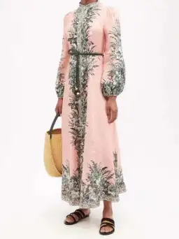 Zimmermann The Moonshine Billow Long Dress in Pink Lily Size 2 / AU 12 for rent on The Volte - image 1