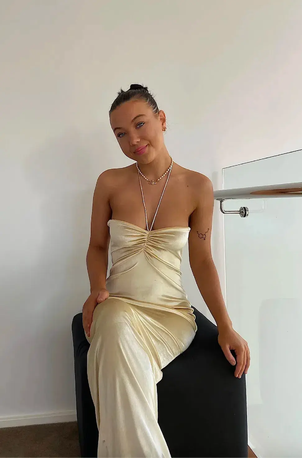 Hntr the Label Lulu Gown in Champagne Size XS/S for rent on The Volte - main image