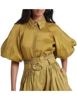 Aje Palms Puff Sleeve Shirt and Casabianca Tiered Skirt Set Yellow Size 10 for rent on The Volte - image 2