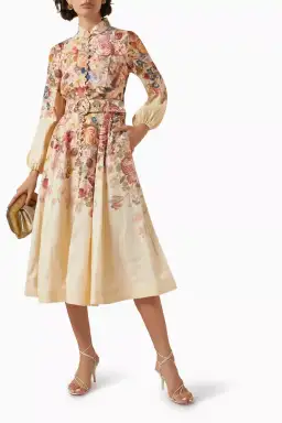 Zimmermann The Luminosity Buttoned Midi Dress in Morisot Cream Floral Print Size 2 / AU 12 for rent on The Volte - image 1