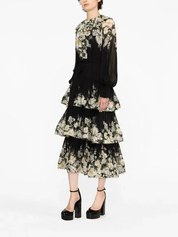 Zimmermann Coaster Tiered Midi Dress in Georgette Size 2 / AU 12 for rent on The Volte - main image