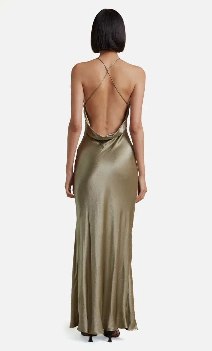 Bec & Bridge Loren Halter Midi Dress Sage Size 6 for rent on The Volte - main image