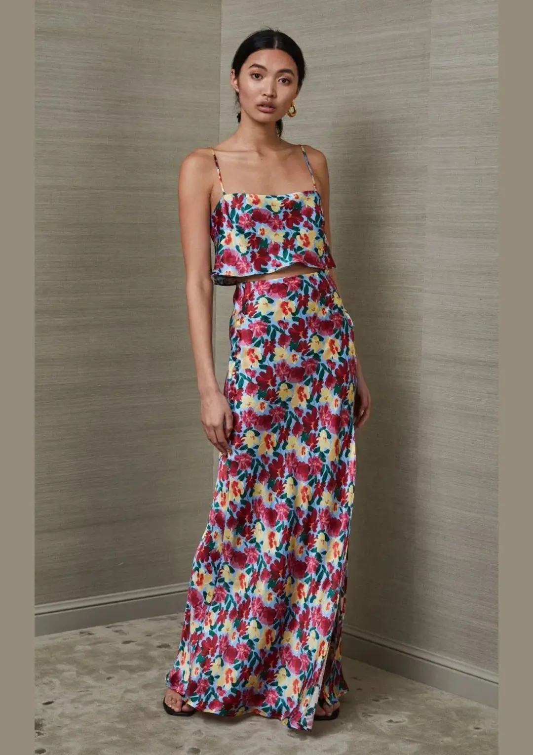 Bec & Bridge Lucette Crop Top and Midi Skirt Set Floral Size 14/8 for rent on The Volte - main image