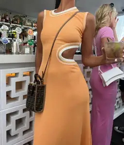 Christopher Esber Skewed Neck Multi Bind Dress Orange Size AU 4 for rent on The Volte - image 3