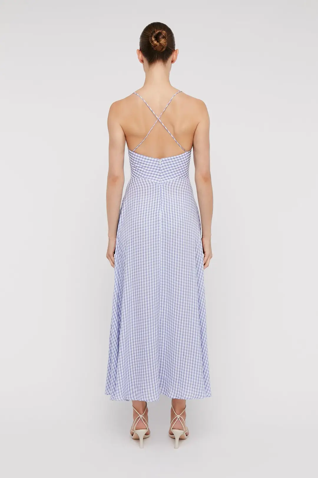 Scanlan Theodore Strappy Gingham Dress Mauve Size 6 for rent on The Volte - main image