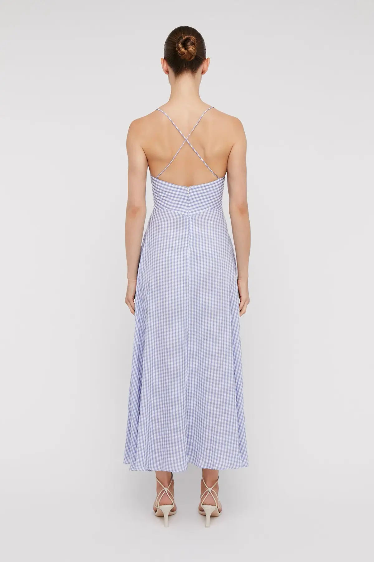 Scanlan Theodore Strappy Gingham Dress Mauve Size 6 - Image 3