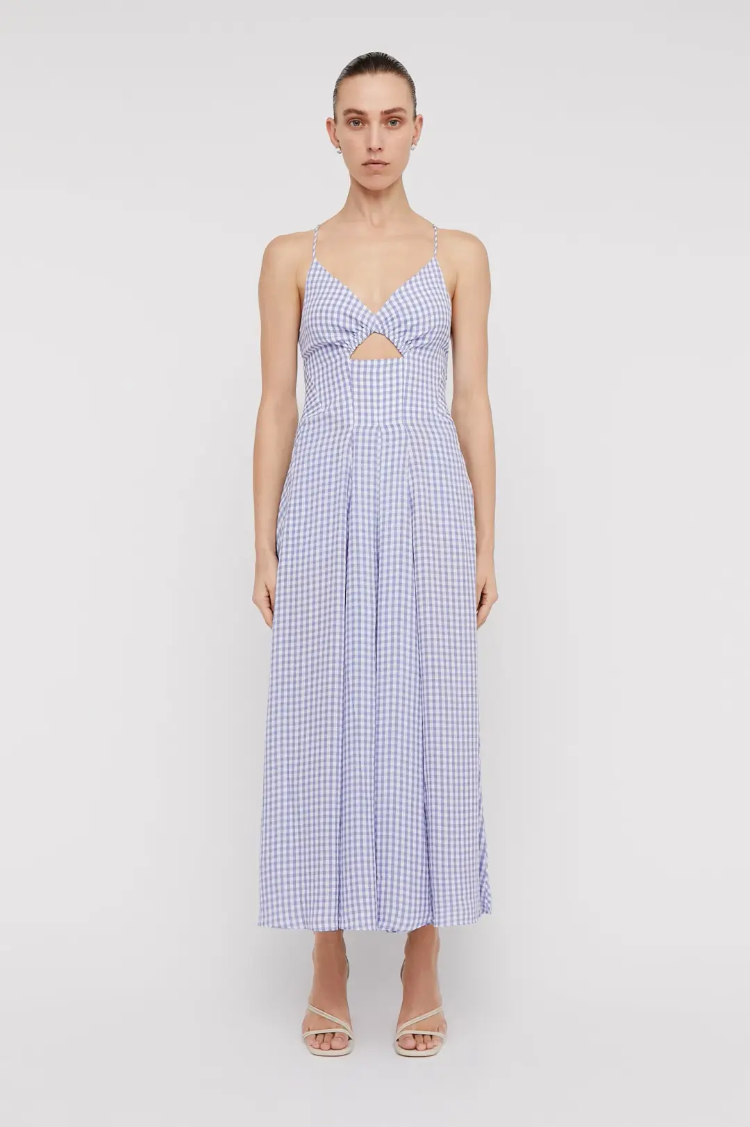 Scanlan Theodore Strappy Gingham Dress Mauve Size 6 for rent on The Volte - main image