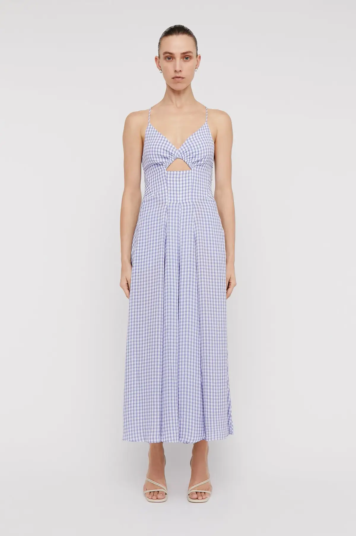 Scanlan Theodore Strappy Gingham Dress Mauve Size 6 - Image 1