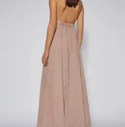 Scanlan Theodore Italian Linen Shoestring Dress Cappuccino Size 6 for rent on The Volte - image 3