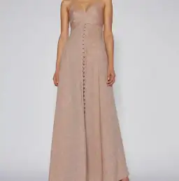 Scanlan Theodore Italian Linen Shoestring Dress Cappuccino Size 6 for rent on The Volte - image 2