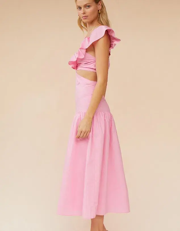 Suboo Rosanna Cut Out Ruffle Maxi Dress Pink Size XS / AU 6 for rent on The Volte - main image
