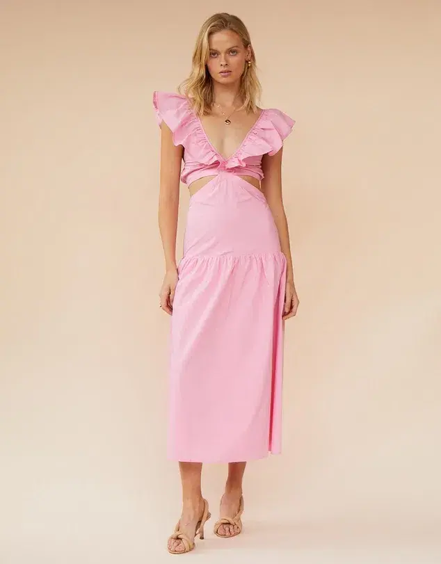 Suboo Rosanna Cut Out Ruffle Maxi Dress Pink Size XS / AU 6 for rent on The Volte - main image