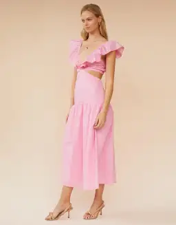 Suboo Rosanna Cut Out Ruffle Maxi Dress Pink Size XS / AU 6 for rent on The Volte - image 2