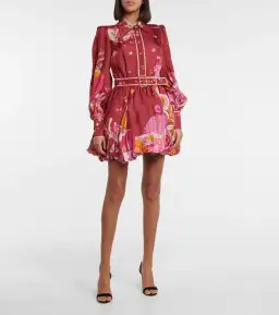 Zimmermann Concert Bubble Shirt Dress in Plum Collage Size 0/ AU 8 for rent on The Volte - image 1