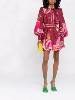Zimmermann Concert Bubble Shirt Dress in Plum Collage Size 0/ AU 8 for rent on The Volte - image 2
