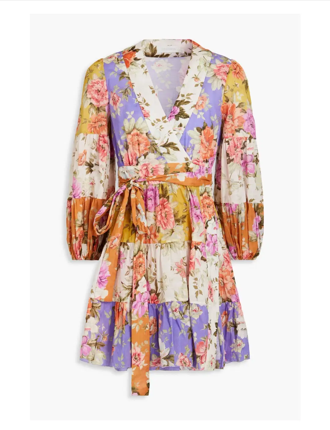 Zimmermann Pattie Wrap Mini Dress Floral Size 3/ Au 14 for rent on The Volte - main image