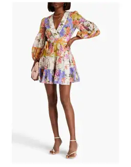 Zimmermann Pattie Wrap Mini Dress Floral Size 3/ Au 14 for rent on The Volte - image 1