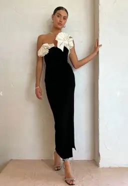 Rachel Gilbert Lavina Midi Dress Black/White Size 1 / AU 8 for rent on The Volte - image 2