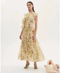 Alemais Eden Flounce Midi Dress Floral Size 6 for rent on The Volte - image 1