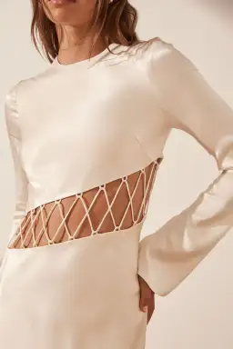 Shona Joy Arienzo Asymmetrical Lace Up Maxi Dress Cream Size 10 for rent on The Volte - image 2