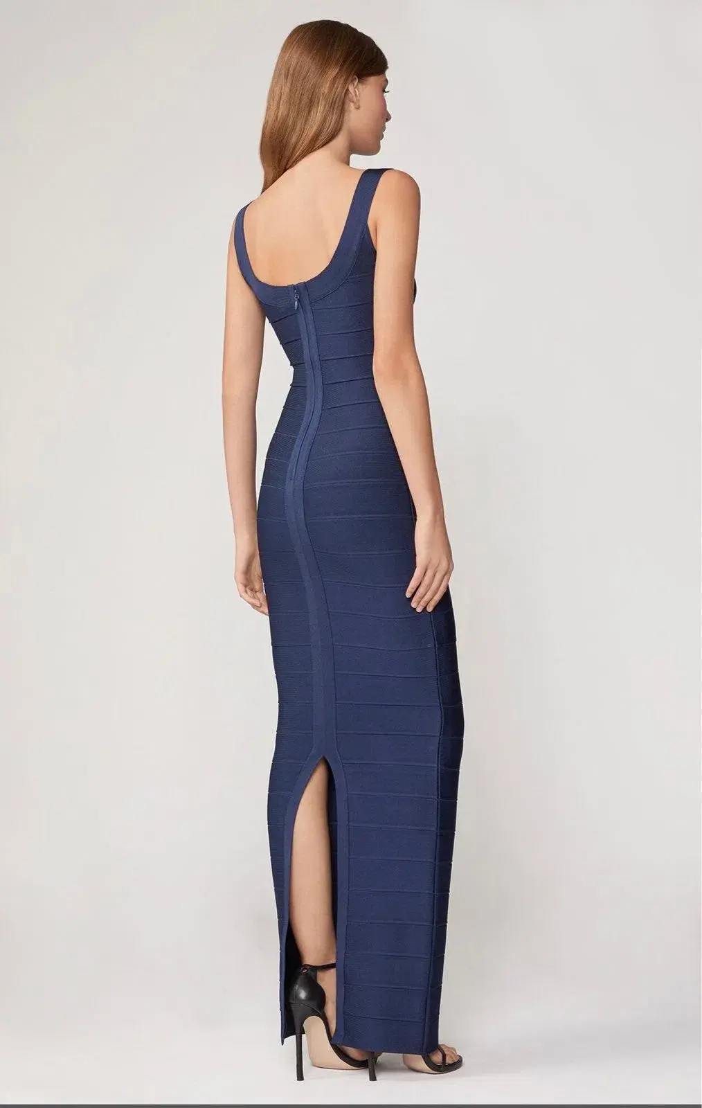 Herve Leger Navy Round Neck Gown Size XXS/AU 4 for rent on The Volte - main image