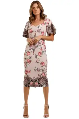 Pasduchas Chichi Sleeve Midi Dress Blush Size 14
