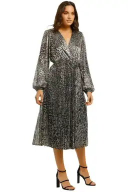 Rebecca Vallance Vienna Midi Dress Gold Print Size 8 for rent on The Volte - image 2