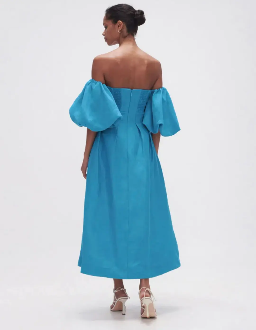 Aje Eugenie Off Shoulder Midi Dress Blue Size 16 for rent on The Volte - main image