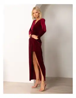 Pilgrim Lundi Dress Burgundy Velvet Size 10 for rent on The Volte - image 4