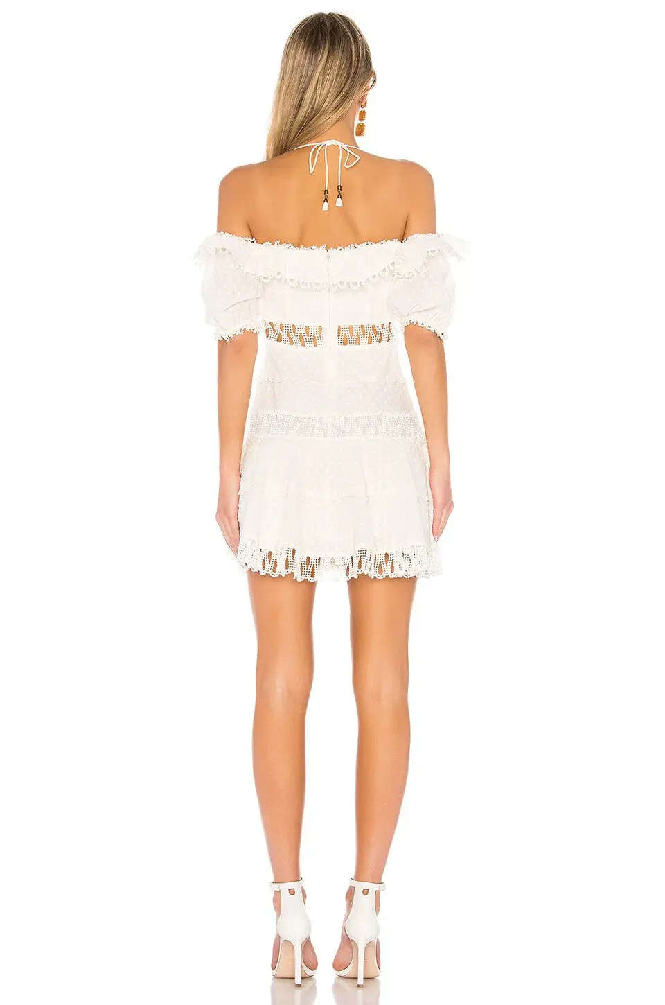Zimmermann Melody Off The Shoulder Mini Dress Ivory Size 6 for rent on The Volte - main image