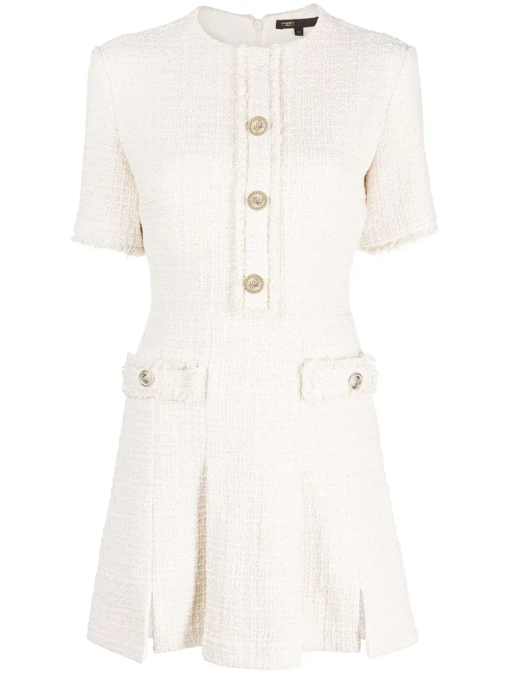 Maje Button Embellished Tweed Minidress White Size 6 for rent on The Volte - main image