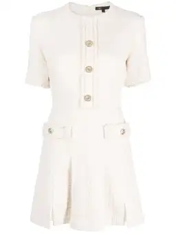 Maje Button Embellished Tweed Minidress White Size 6 for rent on The Volte - image 3