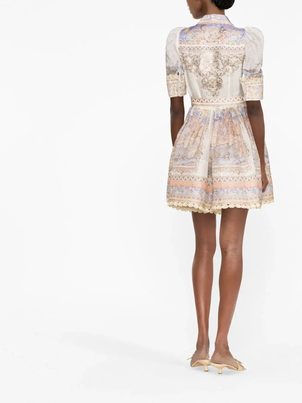 Zimmermann High Tide Mini Shirt Dress Odyssey Print Size 0 / Au 8 for rent on The Volte - main image